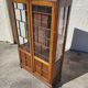 Petite vitrine bibliotheque a petits carreaux et marqueterie ancienne