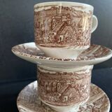 Duo of English Cups & Saucers Broadhurst Ironstone - Hunting Scene