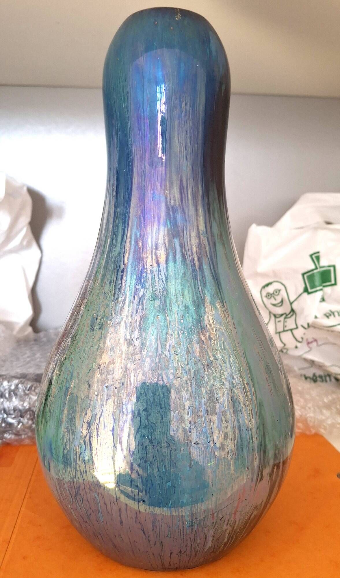 Iridescent vase Alphonse Cythère 1861-1941 26 cm signed Art Deco period 1920