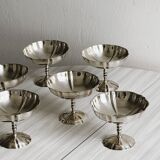Set of 6 large antique stainless steel bowls