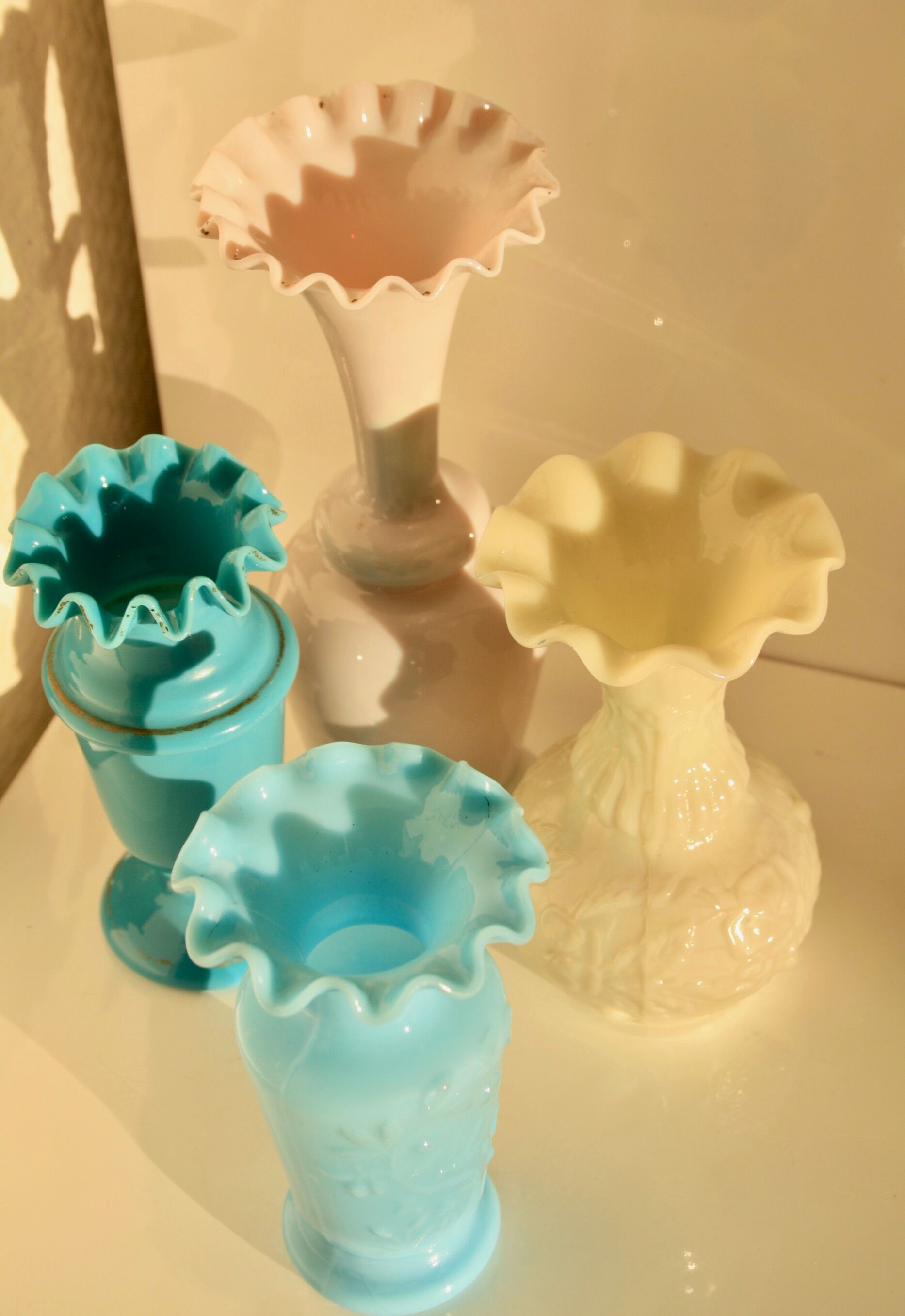 Opaline vases lot of 4