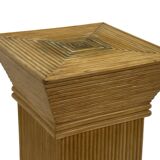 Vintage Rattan Column Planter Bamboo Bohemian Pillar '70s Rattan Mcguire