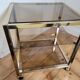 Gold metal and smoked glass serving trolley