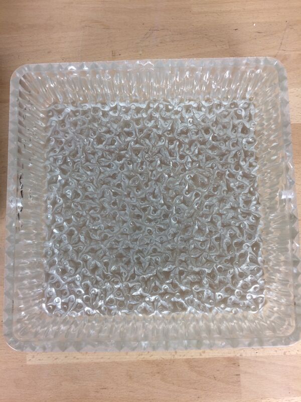 Applique carrée Holophane en verre ciselé, années 60