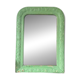 Miroir ancien classique – cadre bois et plâtre – repeint vert années 60