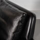 Mid Century Black Leather and Teak Scandinavian Armchair, Denmark, circa 1970