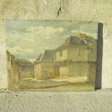 Peinture "scène de village"