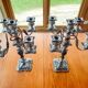 Pair candelabras in silvered bronze