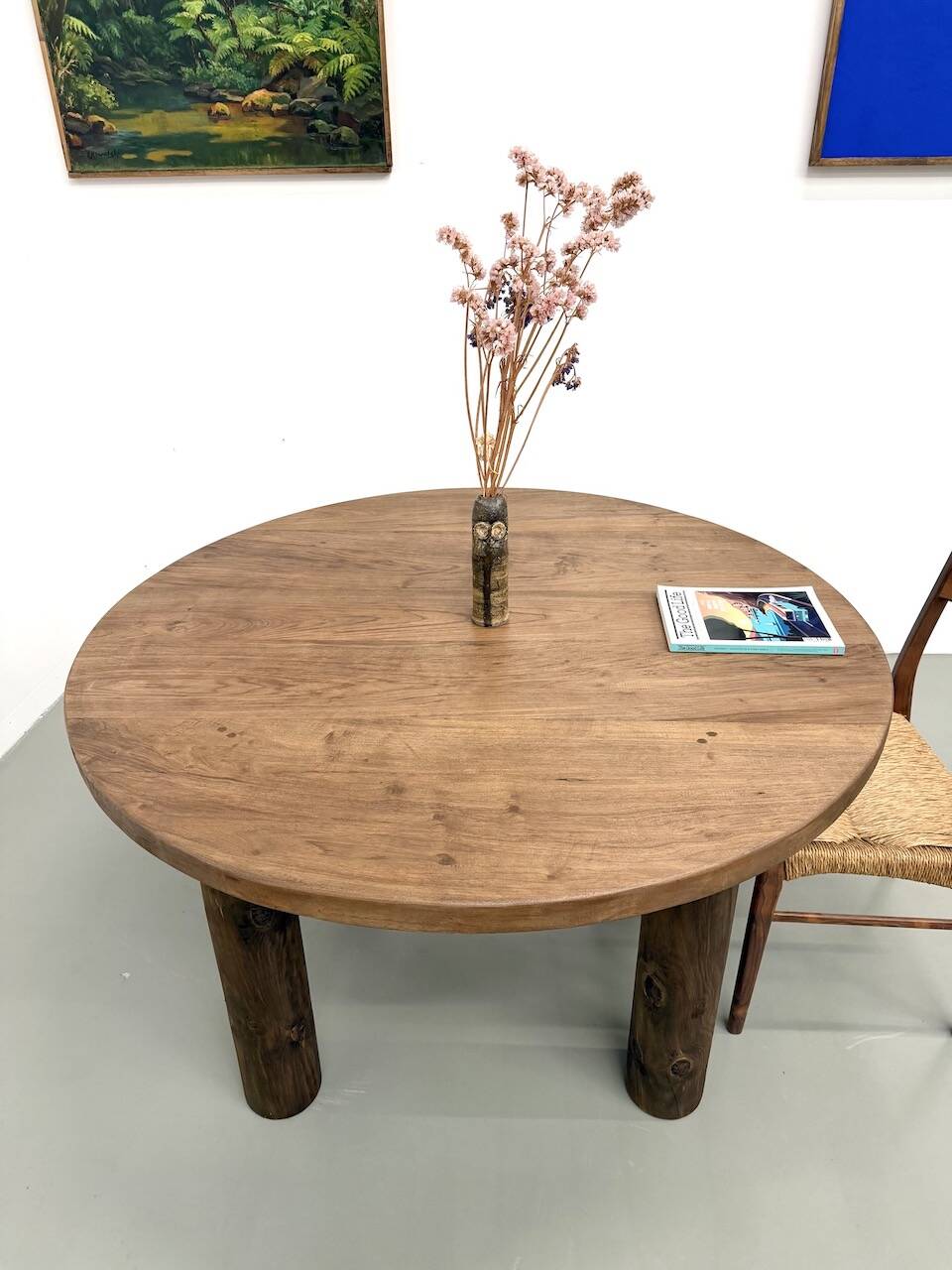 Table ronde années 50 constructiviste noyer