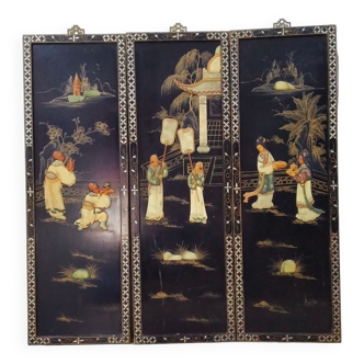 Ancient chinese room screen, inlay of soapstone