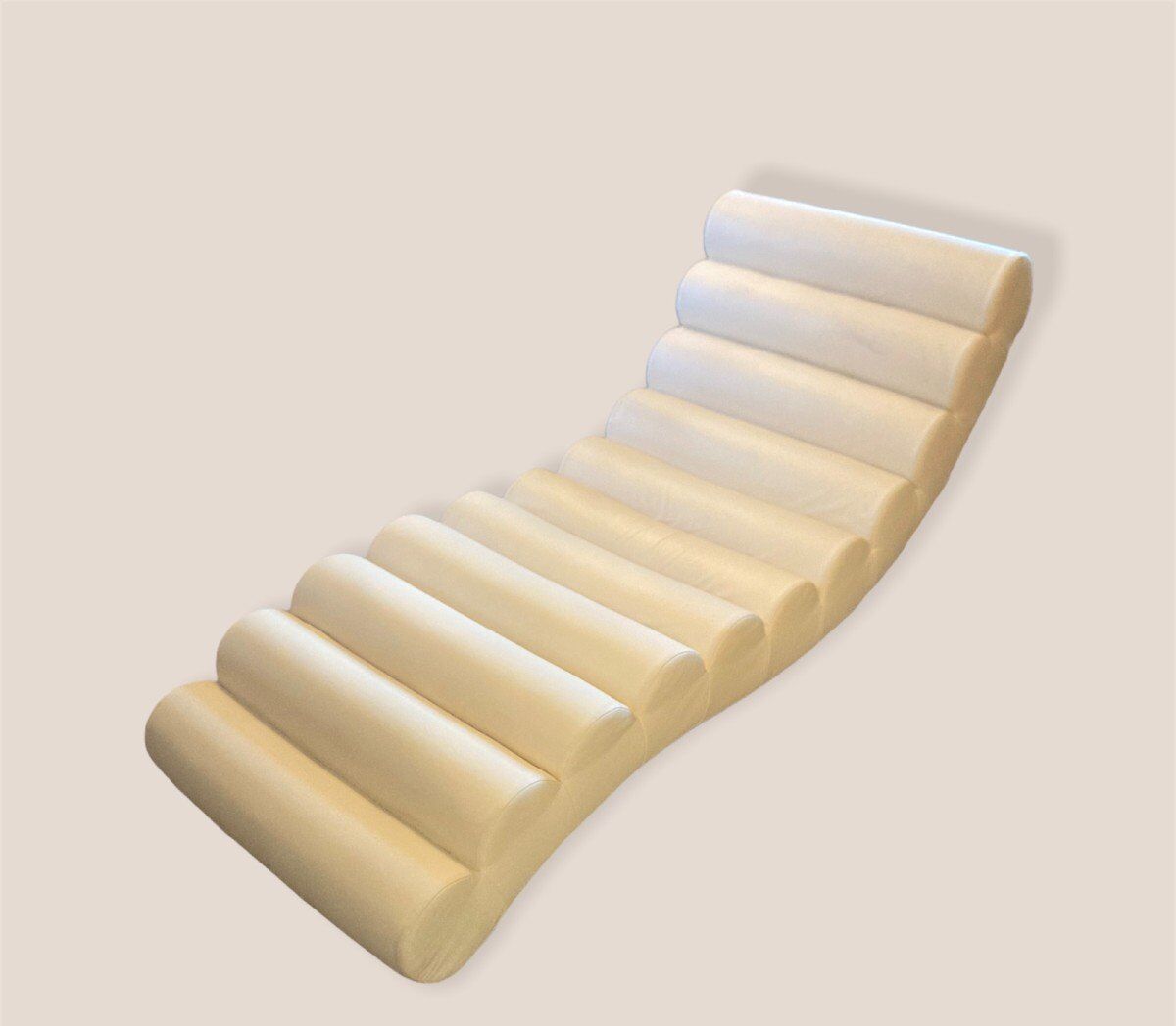 Scandinavian meridian 1980s with metal structure in imitation white leather