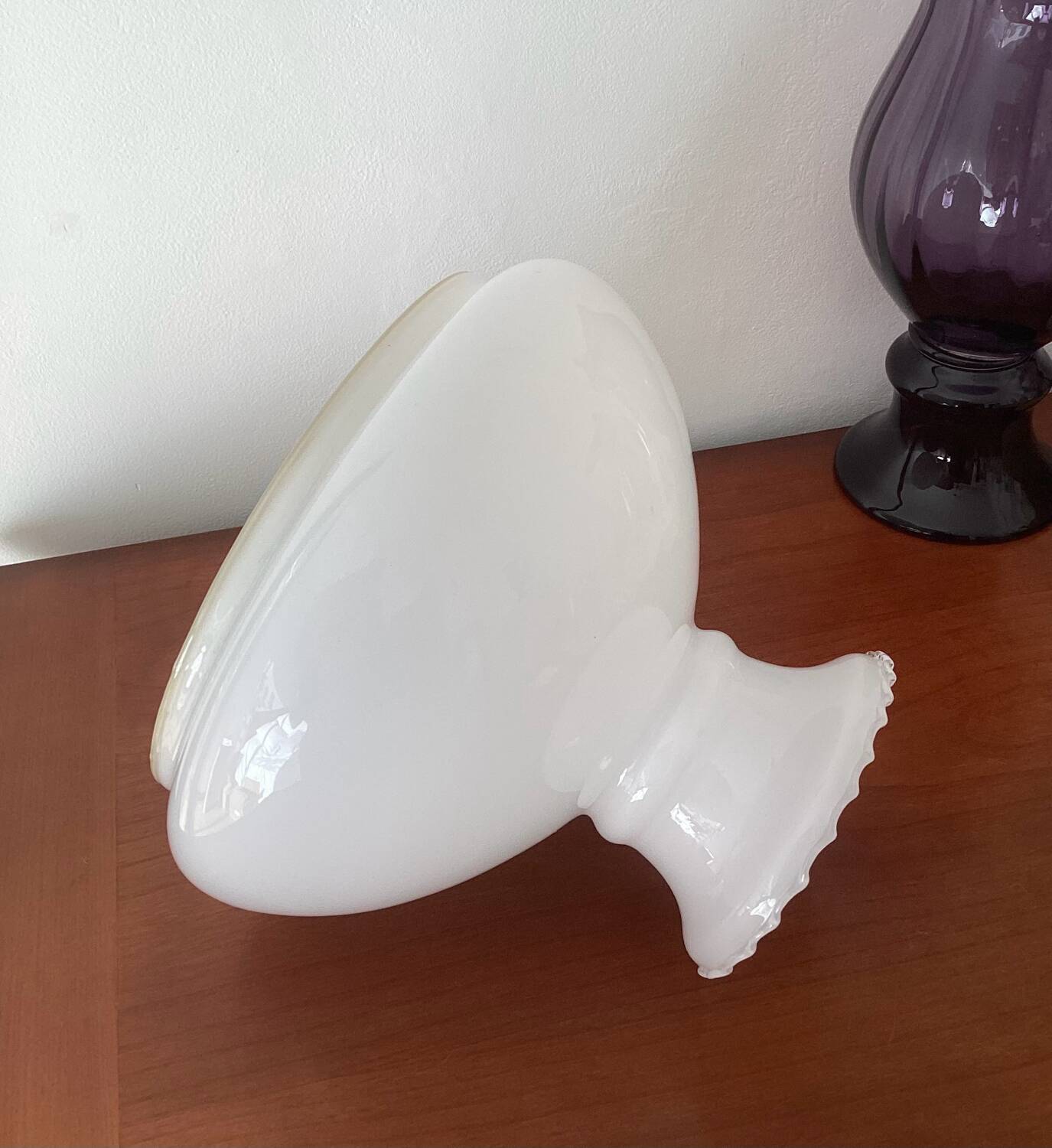 Abat jour verre opale  - vintage