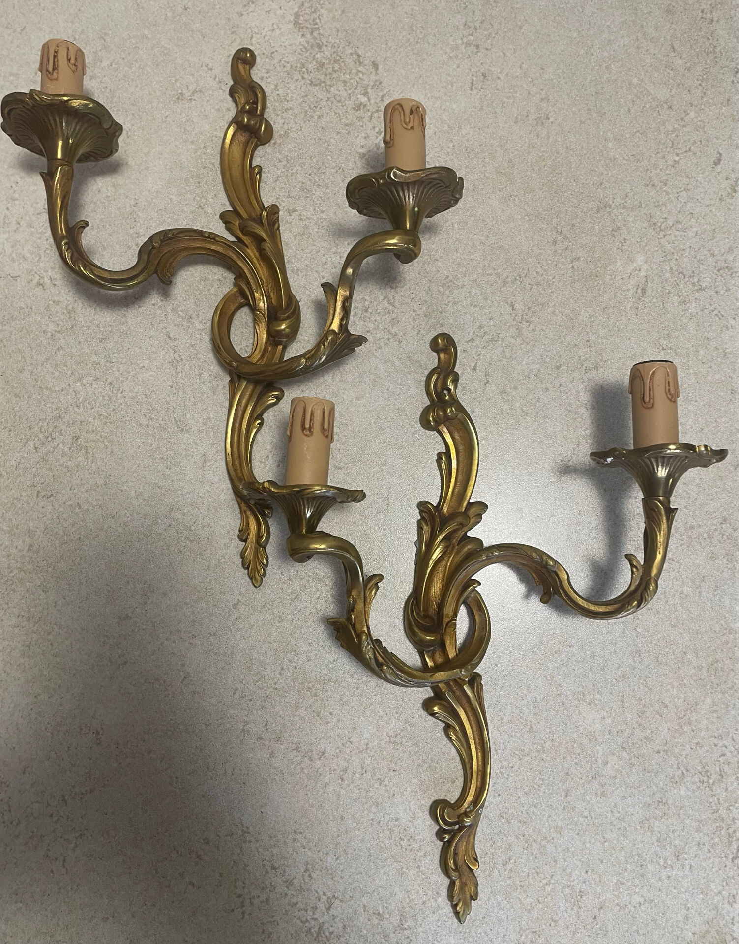 Set of 2 Louis XV bronze wall lights