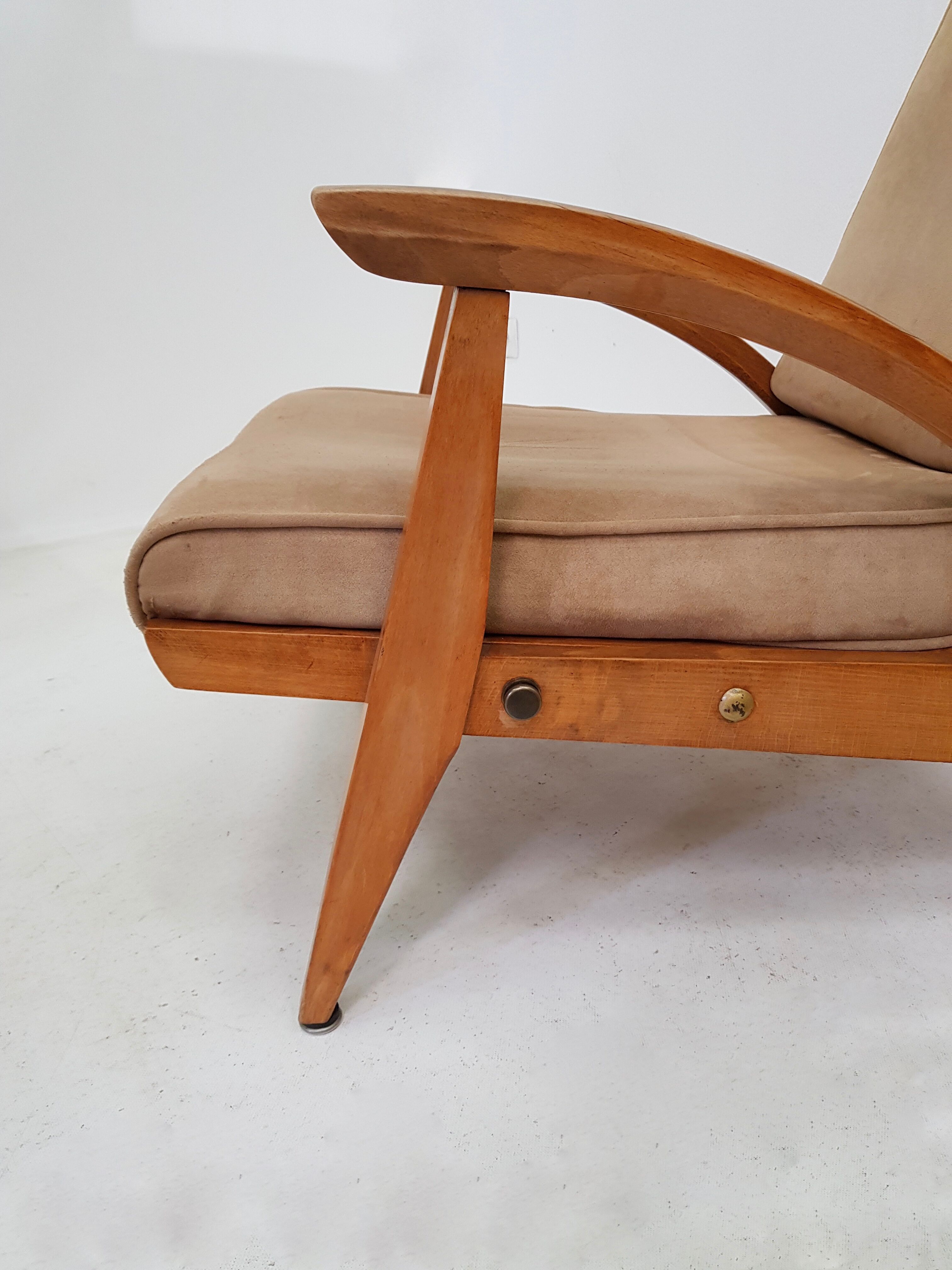 Pair of FS 134 Recliner chairs by Guy Besnard for Free Span, 1954