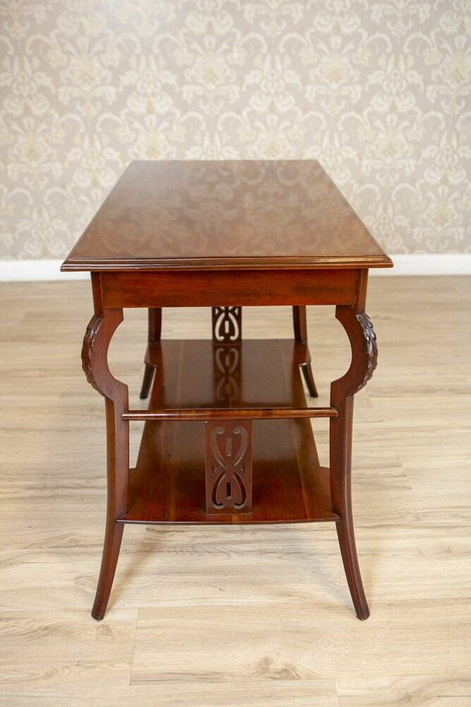 Table basse en acajou brun Art Nouveau du début du 20e siècle, années 1950