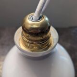 Ancienne suspension baladeuse art deco opaline blanche Ø20.5 cm