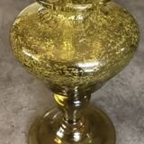 Lampe à huile en verre soufflé main bullé jaune verrerie biot