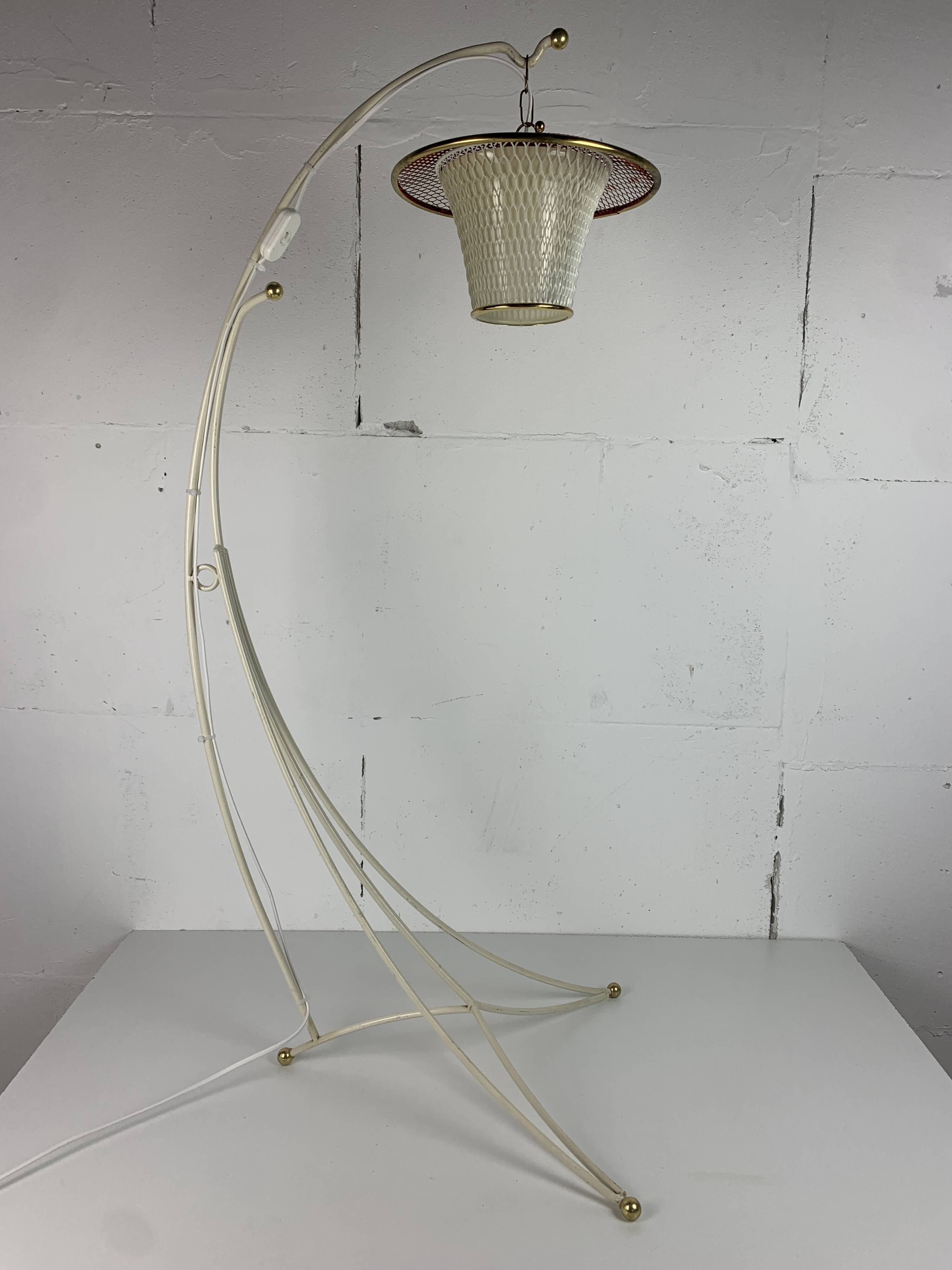 Midcentury French rockabilly lantern low floor lamp, 1950s