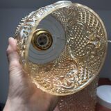 Lot de deux suspensions vintage en verre ambré