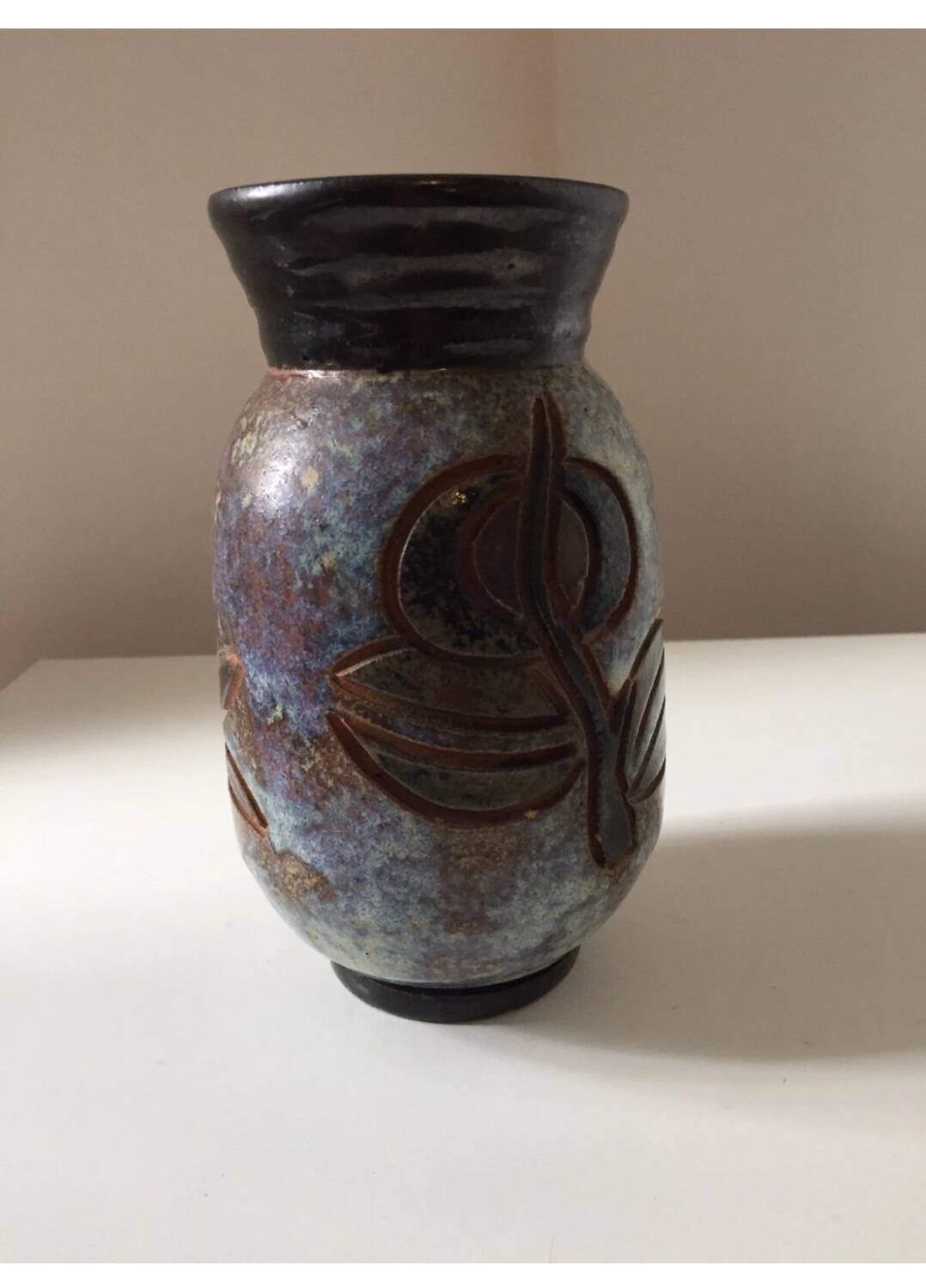 Vase en grès de Bouffioulx vintage signé Dubois