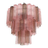 Fume’ and pink “tronchi” murano glass chandelier d60-3l