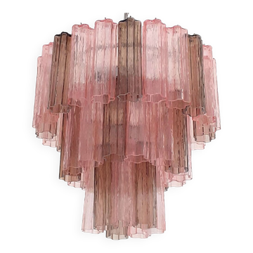 Fume’ and pink “tronchi” murano glass chandelier d60-3l