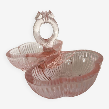 Salière double verre rose