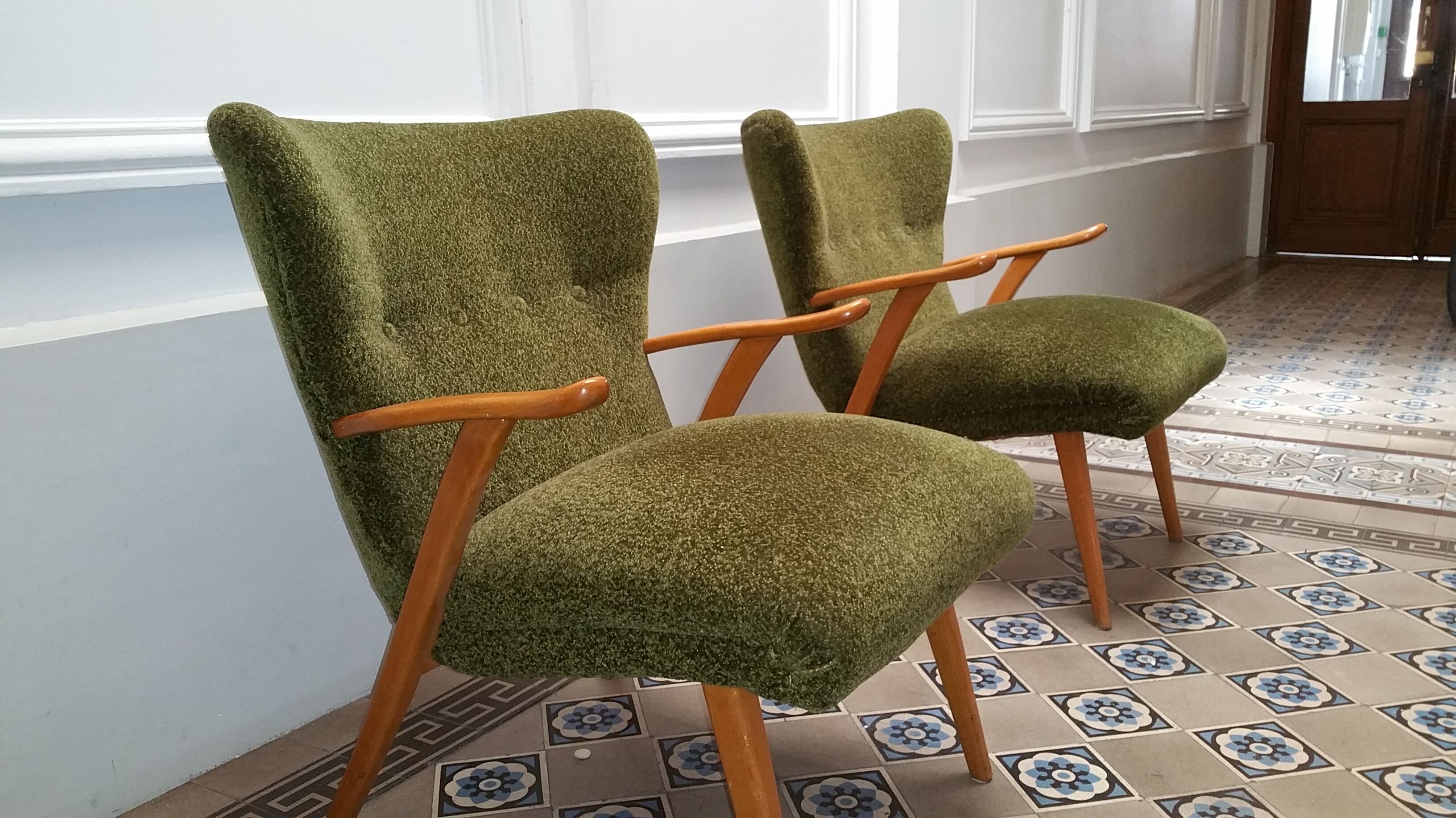 Pair of chairs WING Zig Zag cocktail vintage 50 60 year
