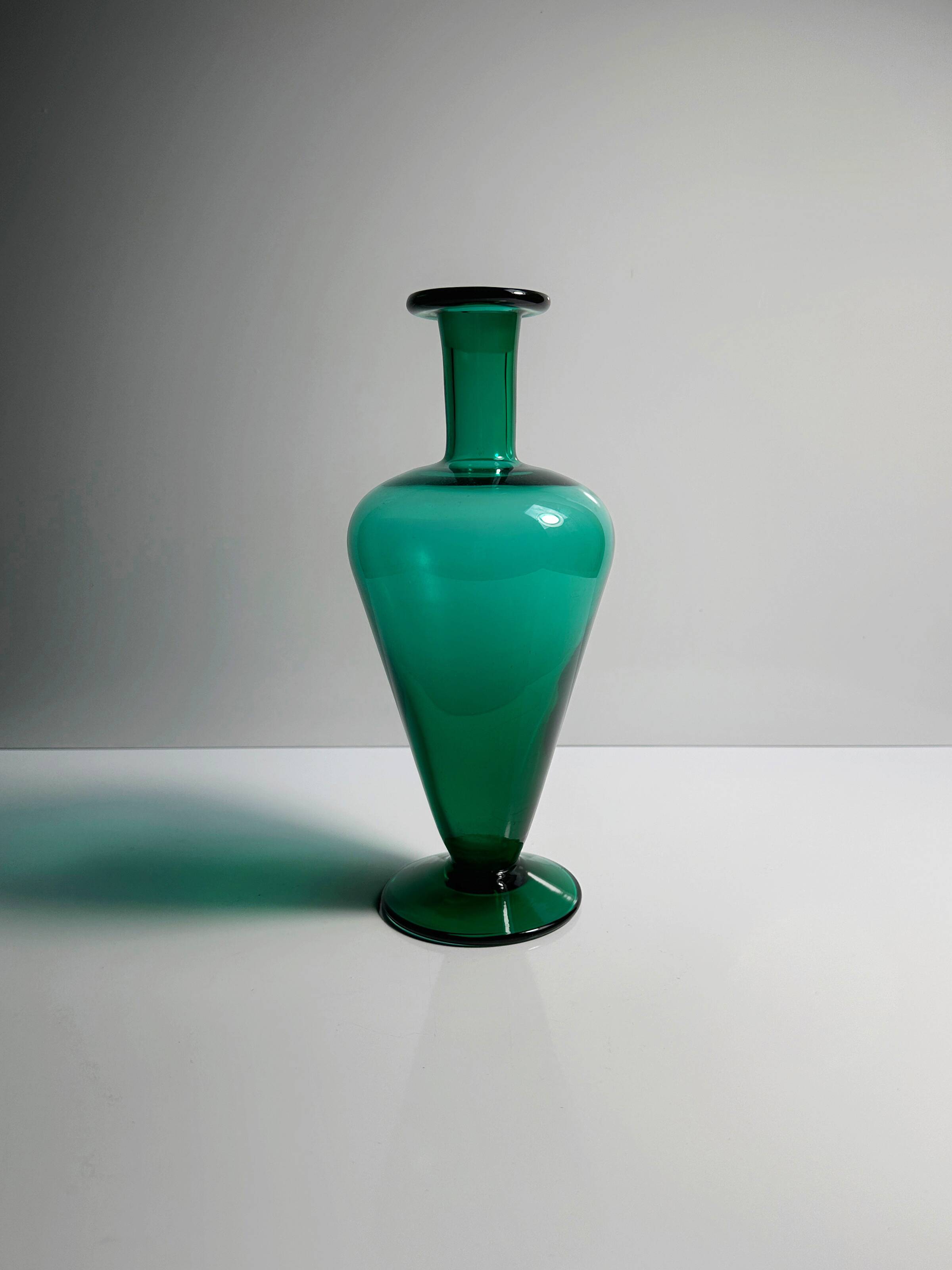 1990s Postmodern Flower Vase Green Swedish Amphora
