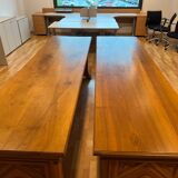Pair of monumental industrial work tables in solid oak – 1930s