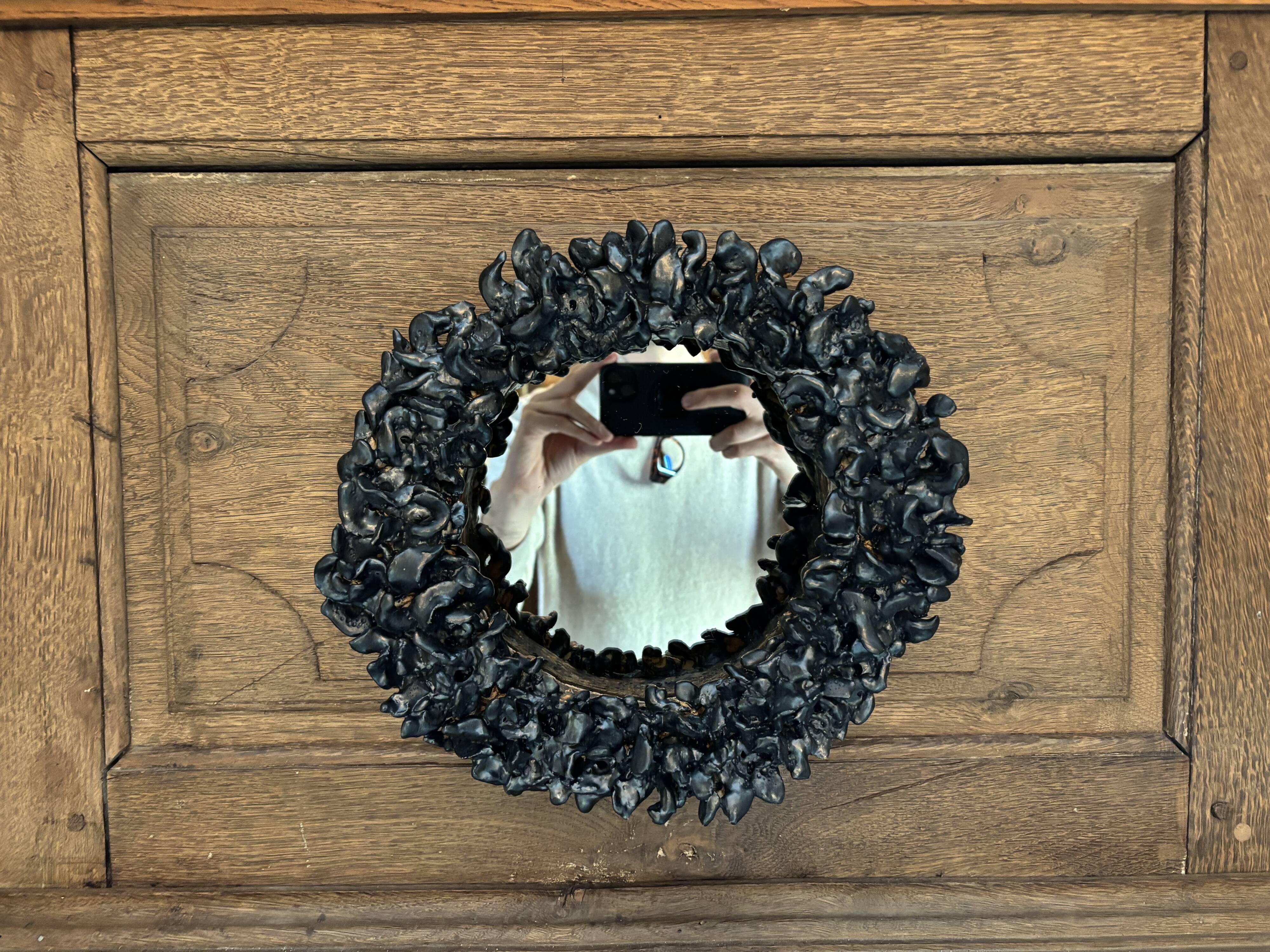 Contemporary French ceramic mirror, Bosco by Renzo Maar.