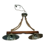 Brass cord wood glass suspension