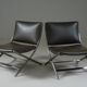 Pair of Flexform leather low chairs, Peter model, by Antonio Citterio