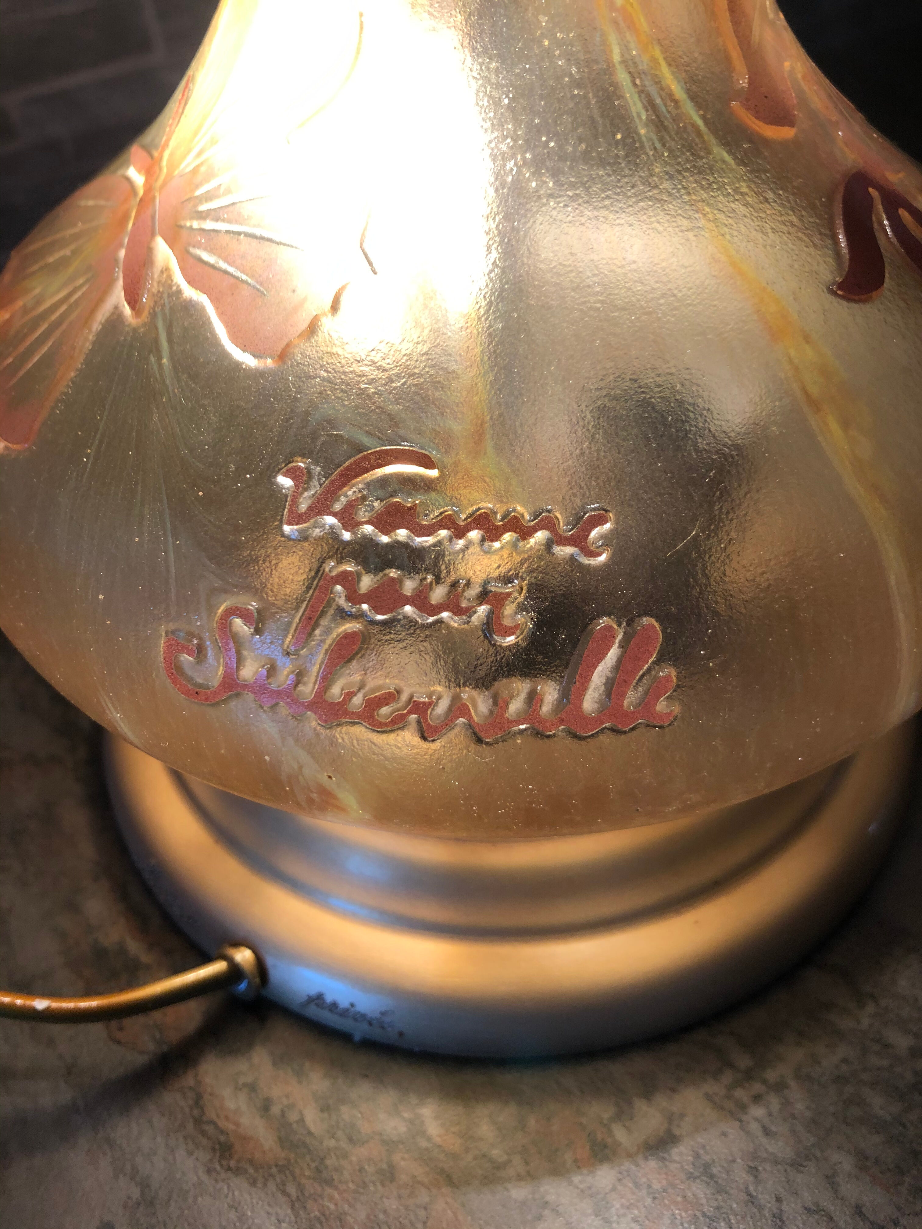 Glass lamp floral decoration Vianne ed. Suberville