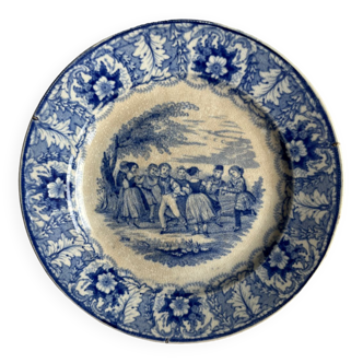 Assiette 18e terre de fer bleu