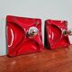 Pair of Space Age wall sconces in red ceramic, 1970.