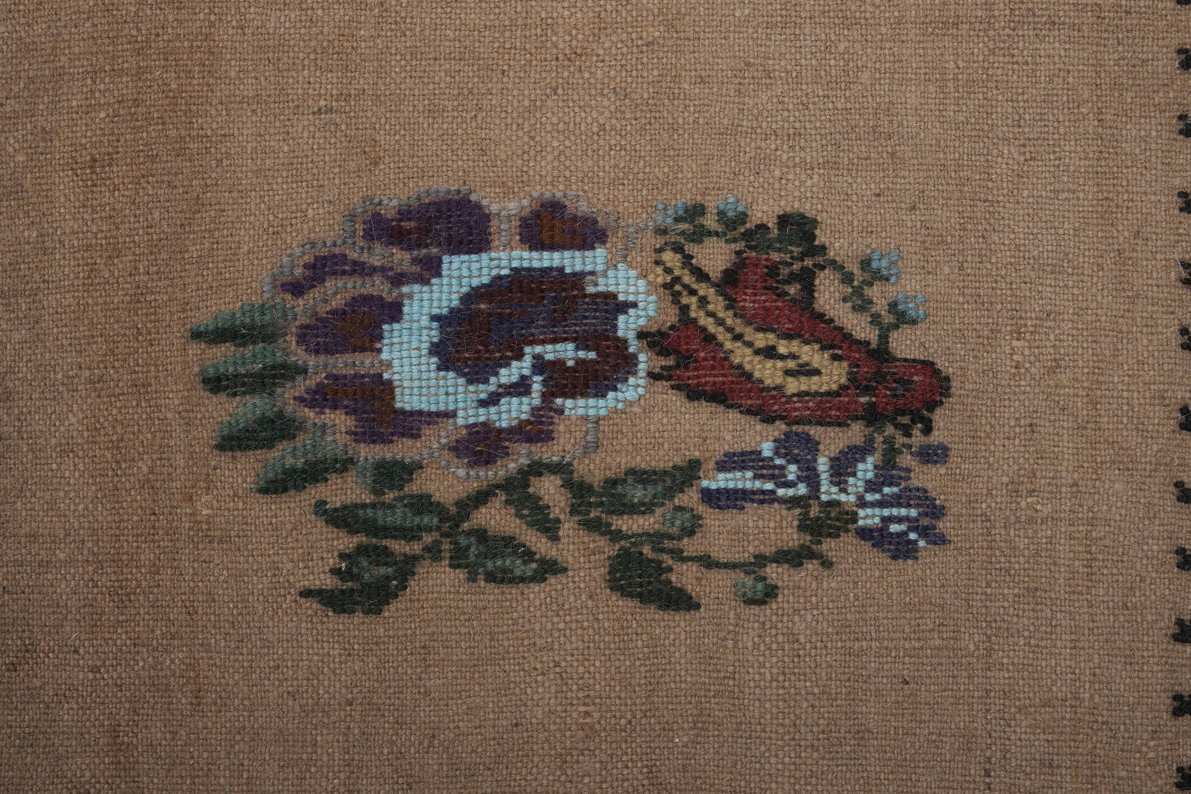 Vintage Turkish Oushak Handwoven Rug 52x409 cm