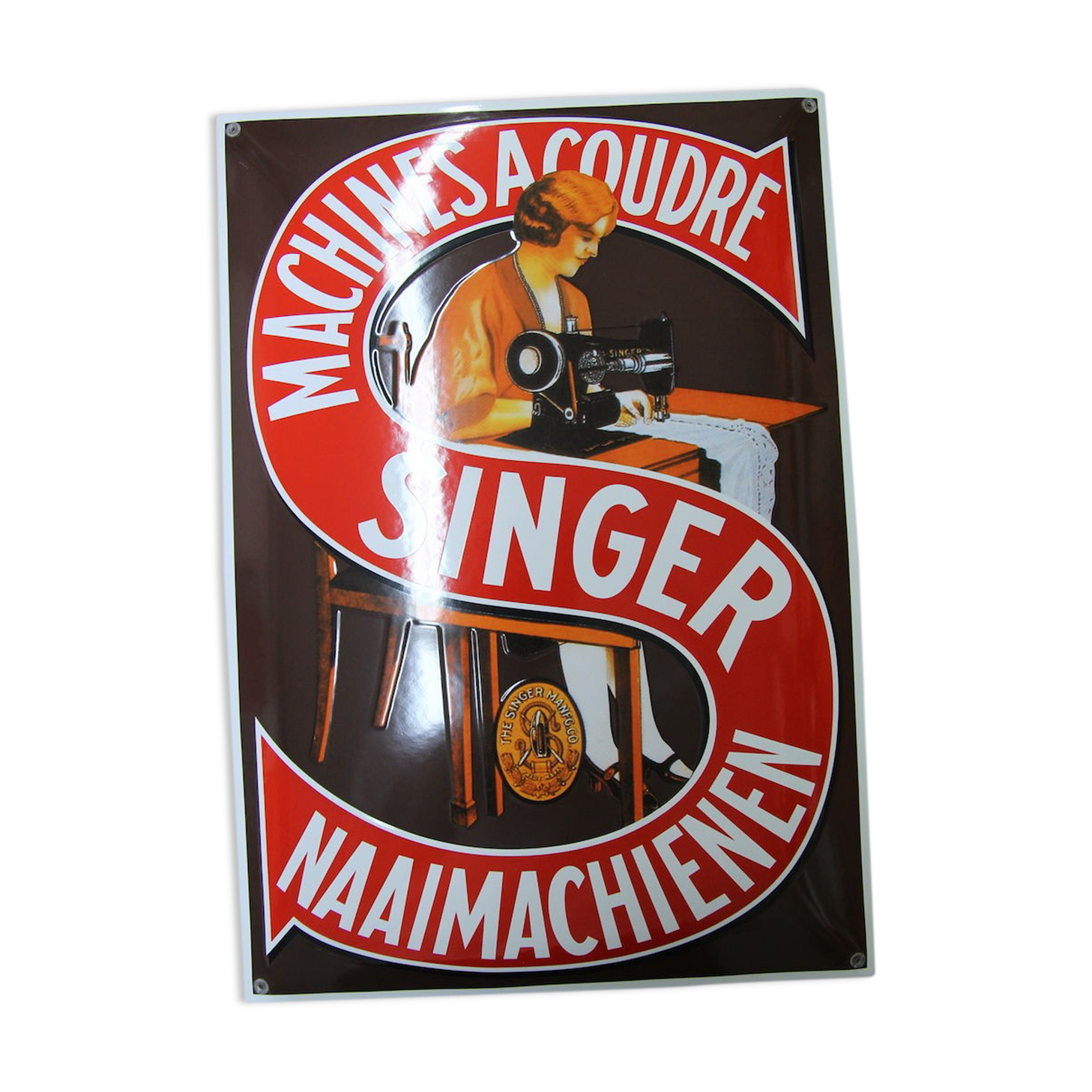Plaque èmaillée "singer"