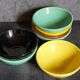 Seven vintage slip ceramic bowls