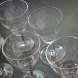 8 small old chiseled glasses