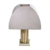 Table lamp in brass and lacquered metal with a fabric shade by Romeo Rega, 1960s.