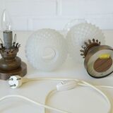 Pair of charming desk lamps vintage bedside lights wood table lighting 70's