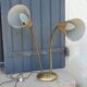 Designer desk lamp in gold metal 2 flexible arms from the 70s