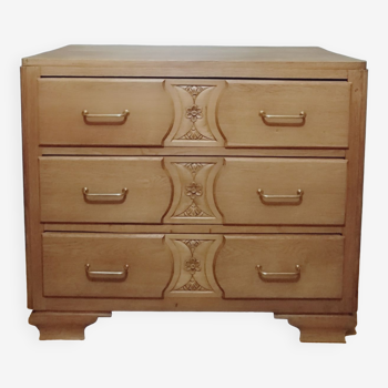 3-drawer art deco chest of drawers in oak