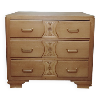 3-drawer art deco chest of drawers in oak