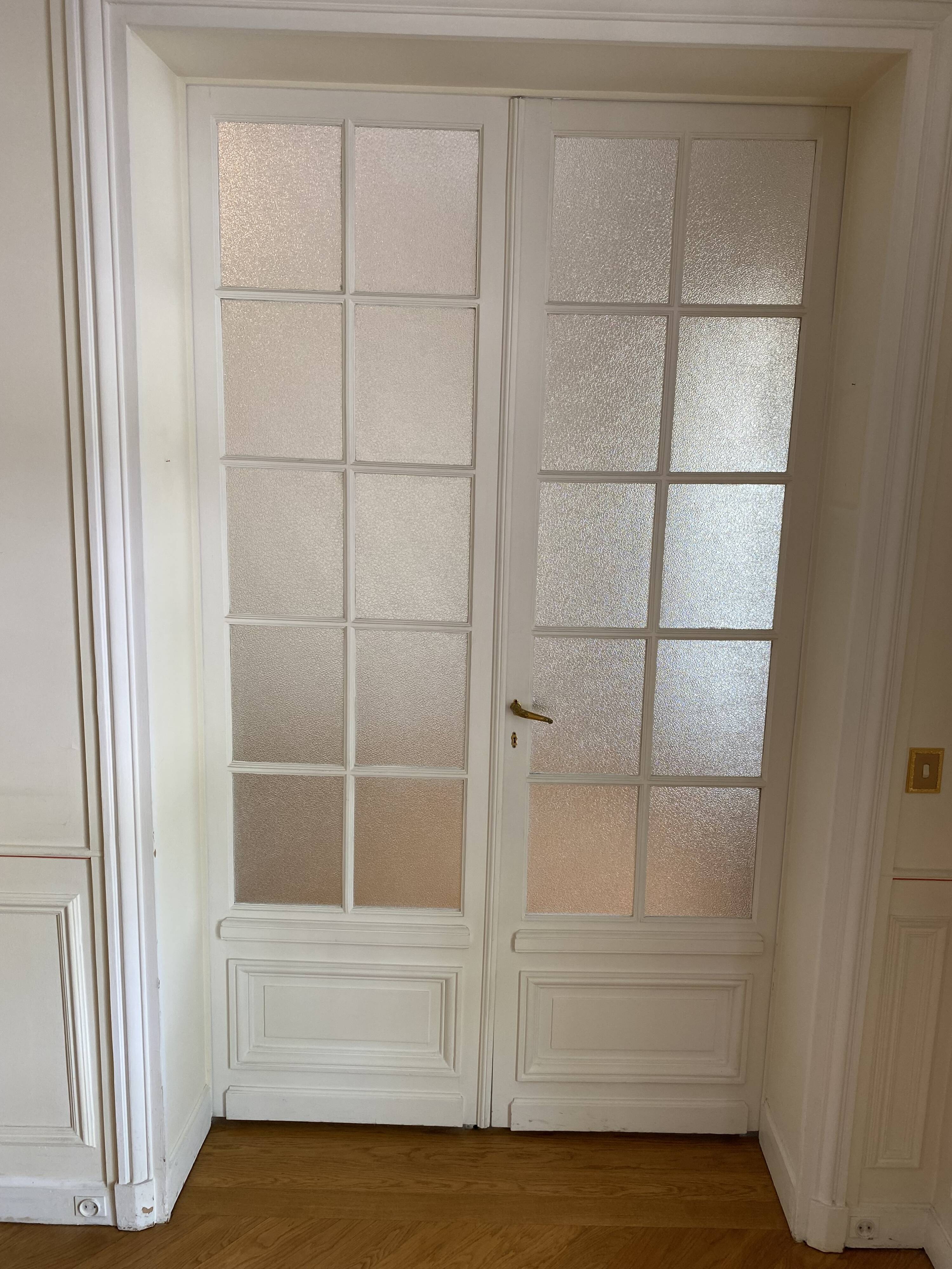 Double Haussmannian wooden door with cathedral glass - 245 cm