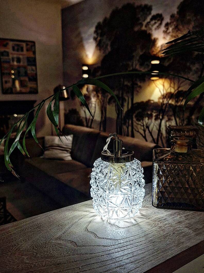 Vintage cut glass portable lamp