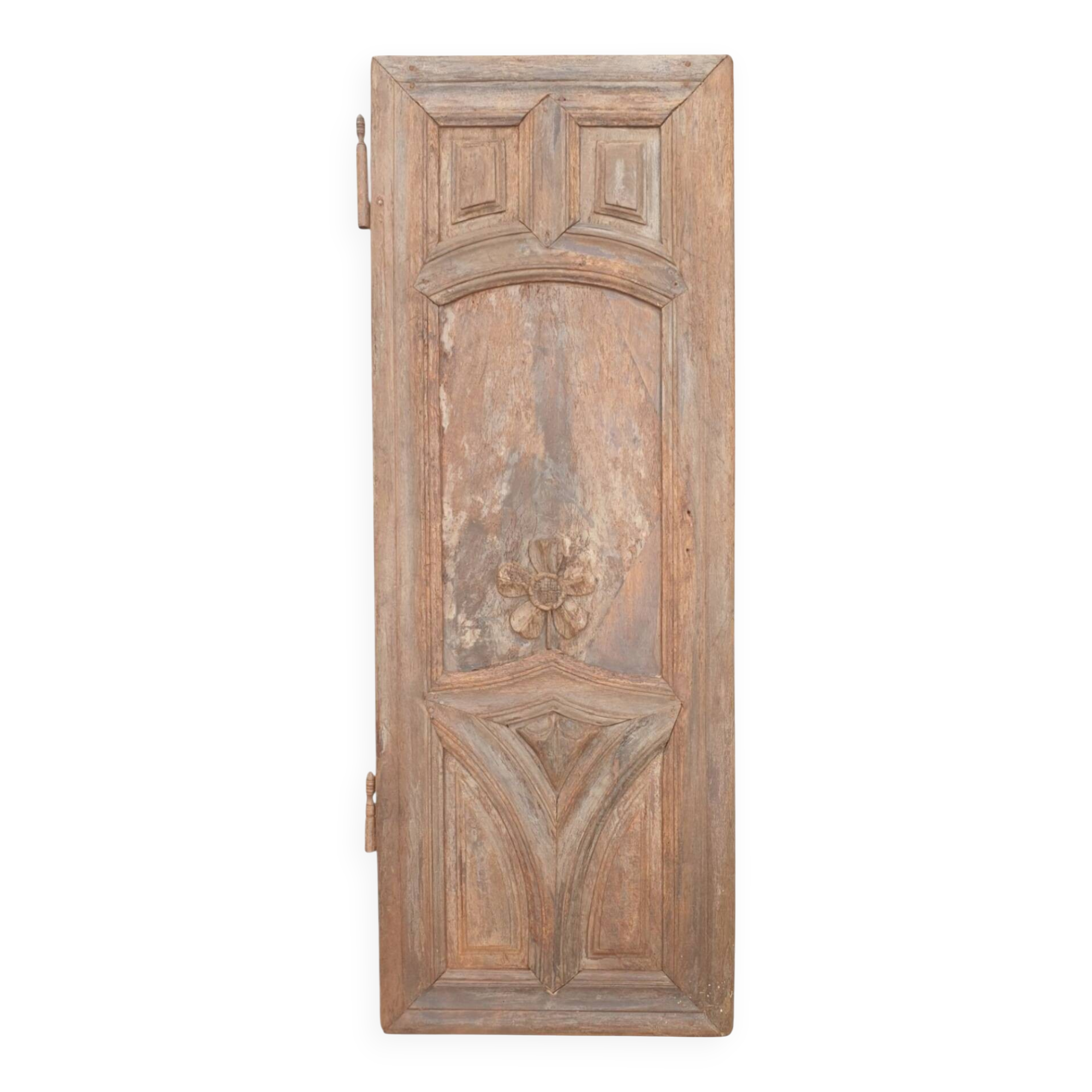 Paneled and carved wooden cupboard door