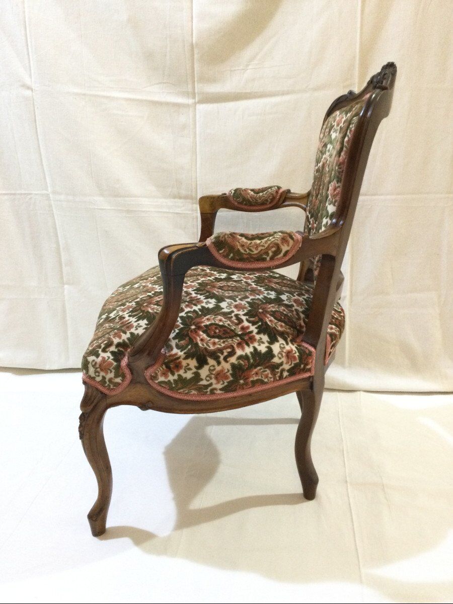 Louis xv style armchair in walnut