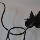 Old plant holder flower pot big cat forged metal deco outdoor winter garden